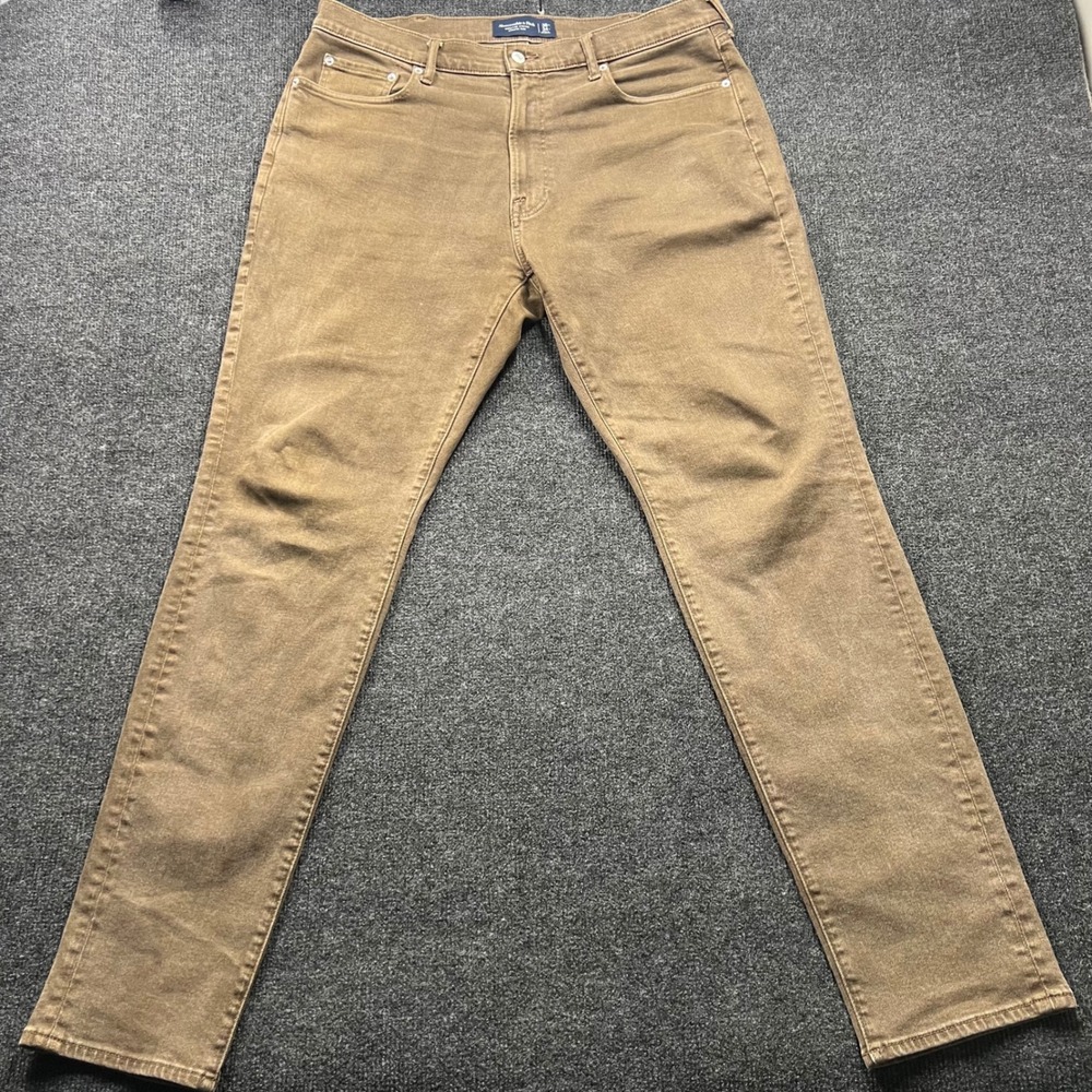 Abercrombie & Fitch Athletic Slim Signature Stretch Jeans Brown 36x34 Mens